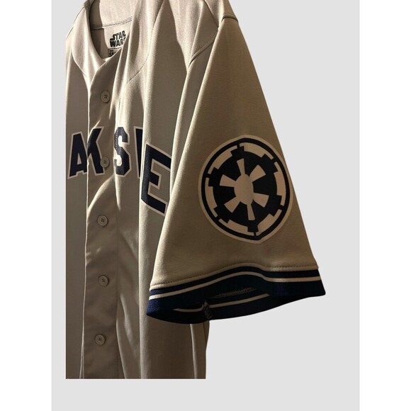 Star Wars Dark Side #77 Baseball Jersey Gray Button Up Size SM Darth Vader - Picture 4 of 7